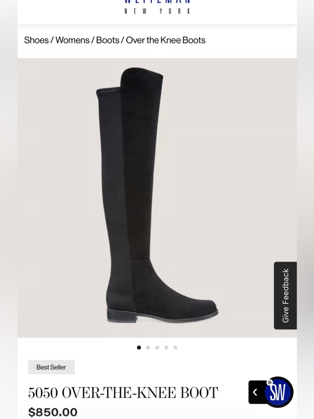 Stuart Weitzman Black Over-the-Knee Suede Boot